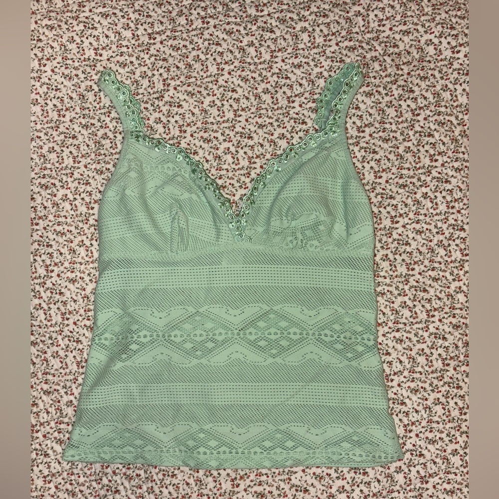 Mint Green Vintage Lace Summer Camisole